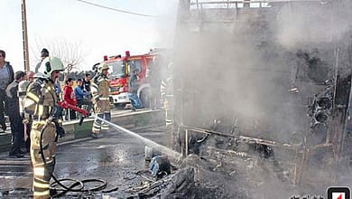 حادثه آتشسوزی اتوبوس بین شهری جنوب تهران - اخبار - بازتاب نو